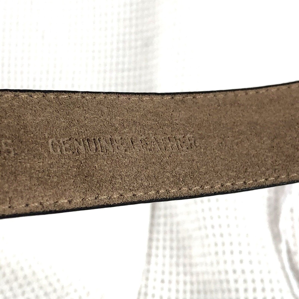 Designer Dress Belt 42 Brass Buckle Genuine Italian Calfskin Leather 1-1/4" Wide - Picture 7 of 11